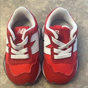New Balance Toddler Red and White Low-Top Sneakers